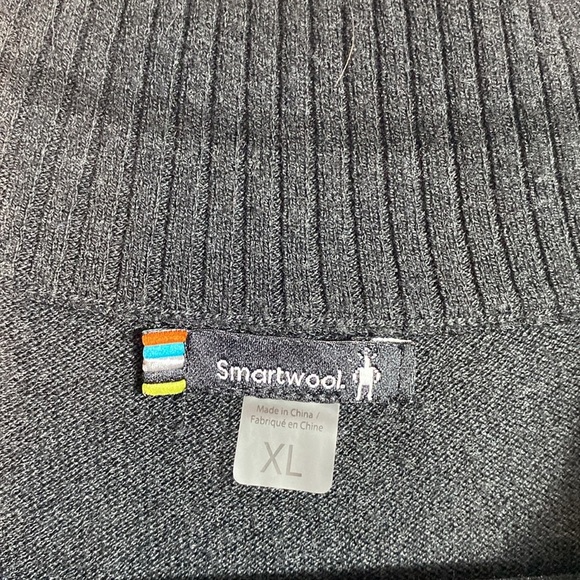 Smartwool Men's Sparwood Charcoal Black Merino Wool Quarter Zip Sweater XL - Picture 3 of 15